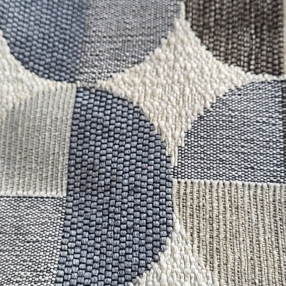 2 Upholstery Pillow Covers Geometric Cream Tan Gray Brown Blue 19" - Picture 2 of 5